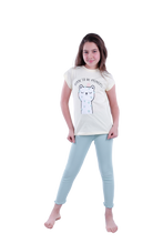 تحميل الصورة إلى عارض المعرض، Girls Short Sleeve Pajama with Rib Legging - Transparent Yellow