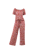 تحميل الصورة إلى عارض المعرض، Women’s Short Sleeve Pajamas – Red Small Flower