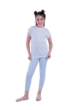 تحميل الصورة إلى عارض المعرض، Girls Short Sleeve Pajama with Rib Legging - Blue Sun Flower