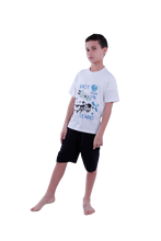 تحميل الصورة إلى عارض المعرض، Boys Short Sleeve Pajama with Shorts and Pants - Bright White