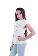 تحميل الصورة إلى عارض المعرض، Girls Short Sleeve Pajama with Rib Legging - Transparent Yellow