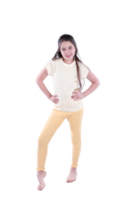 تحميل الصورة إلى عارض المعرض، Girls Short Sleeve Pajama with Rib Legging - Transparent Yellow Sun Flower