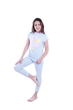 تحميل الصورة إلى عارض المعرض، Girls Short Sleeve Pajama with Rib Legging - Nantucket Breeze