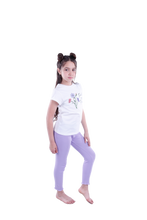 تحميل الصورة إلى عارض المعرض، Girls Short Sleeve Pajama with Rib Legging - Bright White*Violet Tulip