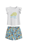Girls Ruffle Cap Sleeve With Short Pajama Set – Bright White