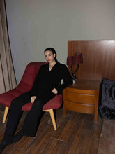 تحميل الصورة إلى عارض المعرض، بيجامة كم طويل قطن جرسي لون اسود