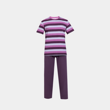 Load image into Gallery viewer, Men Short sleeve Pijama Burgundy pink stripes x Burgundy
