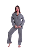 Load image into Gallery viewer, LS PAJAMAS WITH BUTTONS Black Houndstooth