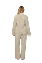 Load image into Gallery viewer, Women LS PAJAMAS WITH BUTTONS ,Brown White Plaids