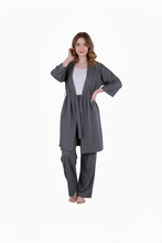 Load image into Gallery viewer, Women Robe ,Oatmeal White Plaids Fleece