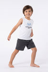 Boys Sleeveless Top with Short Pajama Set – Bright White