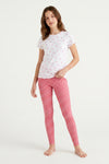 Girls SS T-Shirt With Rib Legging Pajama Set – White Small Heart