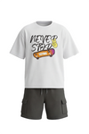 Boys SS Oversize T-Shirt With Short Pajama Set – Bright White