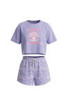 Girls SS Oversize Cropped T-Shirt With Wide-Leg Short Pajama Set โ Baby Lavender