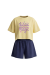 Girls SS Oversize Cropped T-Shirt With Wide-Leg Short Pajama Set – Mellow Yellow