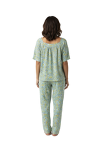 تحميل الصورة إلى عارض المعرض، Women’s Short Sleeve Pajamas – Blue Small Flower