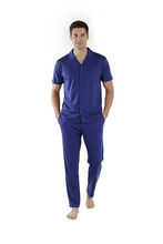 Load image into Gallery viewer, Men Short Sleeve Pajama with Buttons - Blue Depths