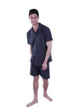 Load image into Gallery viewer, Men Short Sleeve Pajama with Button - Cool Gray 11C Melange