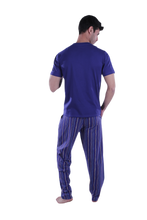 تحميل الصورة إلى عارض المعرض، Men Short Sleeve Pajama with Placket - Blue Depths