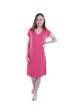 Load image into Gallery viewer, Women Short Sleeve Rib Dress - Paradise Pink