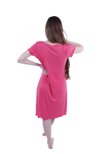Load image into Gallery viewer, Women Short Sleeve Rib Dress - Paradise Pink