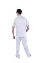 تحميل الصورة إلى عارض المعرض، Men Short Sleeve Pajama with Buttons - Grey Yellow Stripes