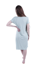 Load image into Gallery viewer, Women Short Sleeve Rib Dress - Cameo Green