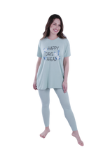 تحميل الصورة إلى عارض المعرض، Women Short Sleeve Pajama with Legging - Cameo Green