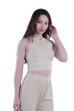 Load image into Gallery viewer, Women Tank Top Rib Pajama - White Cap Gray