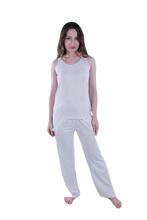 Load image into Gallery viewer, Women Tank Top Pajama - White Yellow Stripes