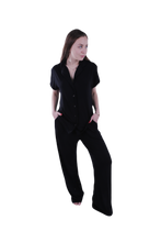 تحميل الصورة إلى عارض المعرض، Women Short Sleeve Label Pajama with Pants - Moonless Night