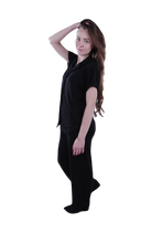 تحميل الصورة إلى عارض المعرض، Women Short Sleeve Label Pajama with Pants - Moonless Night