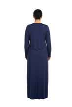 Load image into Gallery viewer, Women’s Long Sleeve Dress with Ruffles – Blue Depths