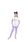 Girls Short Sleeve Pajama with Rib Legging - Bright White*Violet Tulip