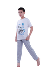 Boys Short Sleeve Pajama with Shorts and Pants - Bright White