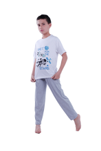 Load image into Gallery viewer, Boys Short Sleeve Pajama with Shorts and Pants - Bright White
