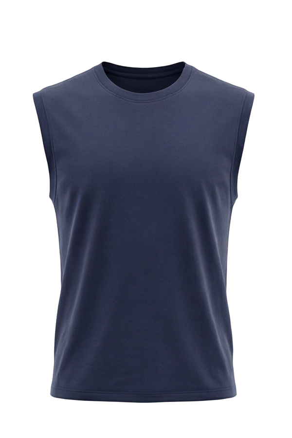 Men Sleeveless Cotton Tank Top – Maritime Blue