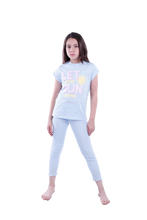 Load image into Gallery viewer, Girls Short Sleeve Pajama with Rib Legging - Nantucket Breeze