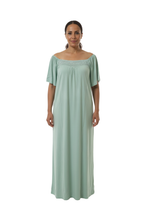 Load image into Gallery viewer, Women’s Short Sleeve Flowy Dress – Cameo Green