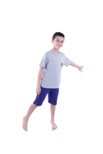 Load image into Gallery viewer, Boys Short Sleeve Pajama with Shorts - Cool Gray 4C Melange