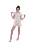 Girls Short Sleeve Pajama with Shorts -  Transparent Yellow Sun Flower
