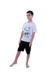 Boys Short Sleeve Pajama with Shorts and Pants - Bright White