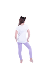 Load image into Gallery viewer, Girls Short Sleeve Pajama with Rib Legging - Bright White*Violet Tulip