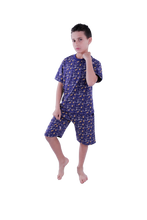 Load image into Gallery viewer, Boys Short Sleeve Pajama with Shorts - Blue Depths Dino Plaids,