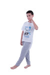 Boys Short Sleeve Pajama with Shorts and Pants - Bright White
