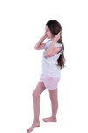 Girls Short Sleeve Pajama with Shorts - Bright White*Pink Square Plaids