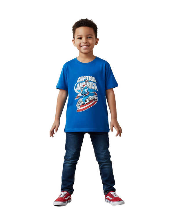 Marvel Avengers Boys’ 100% Cotton Short Sleeve T-Shirt – French Blue