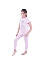 Load image into Gallery viewer, Girls Short Sleeve Pajama with Rib Legging - Ballerina