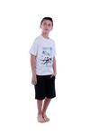 Boys Short Sleeve Pajama with Shorts and Pants - Bright White