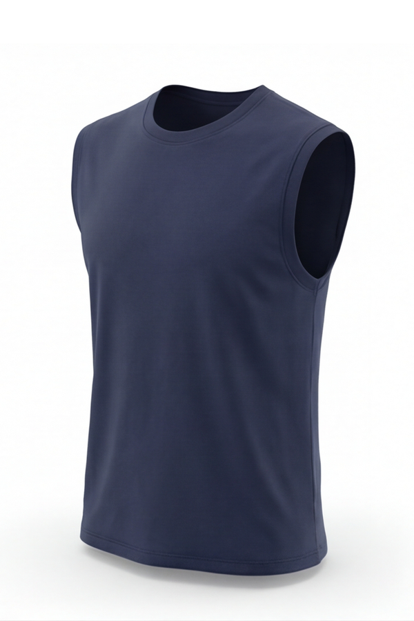 Men Sleeveless Cotton Tank Top – Maritime Blue